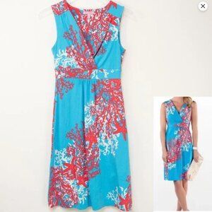 Lilly Pulitzer Rare Jia Dress Sleeveless Turquoise Coral Cascade Print SX L
